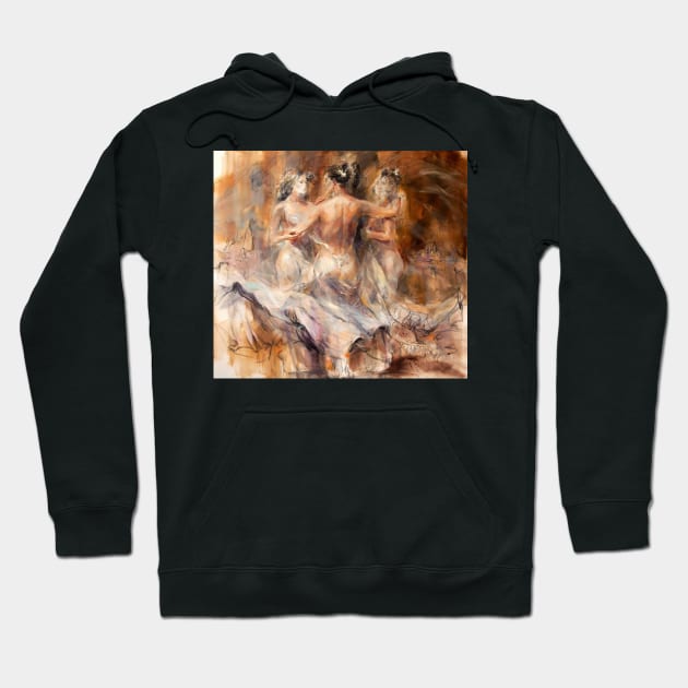 Three graceful girls Hoodie by CatCoconut-Art